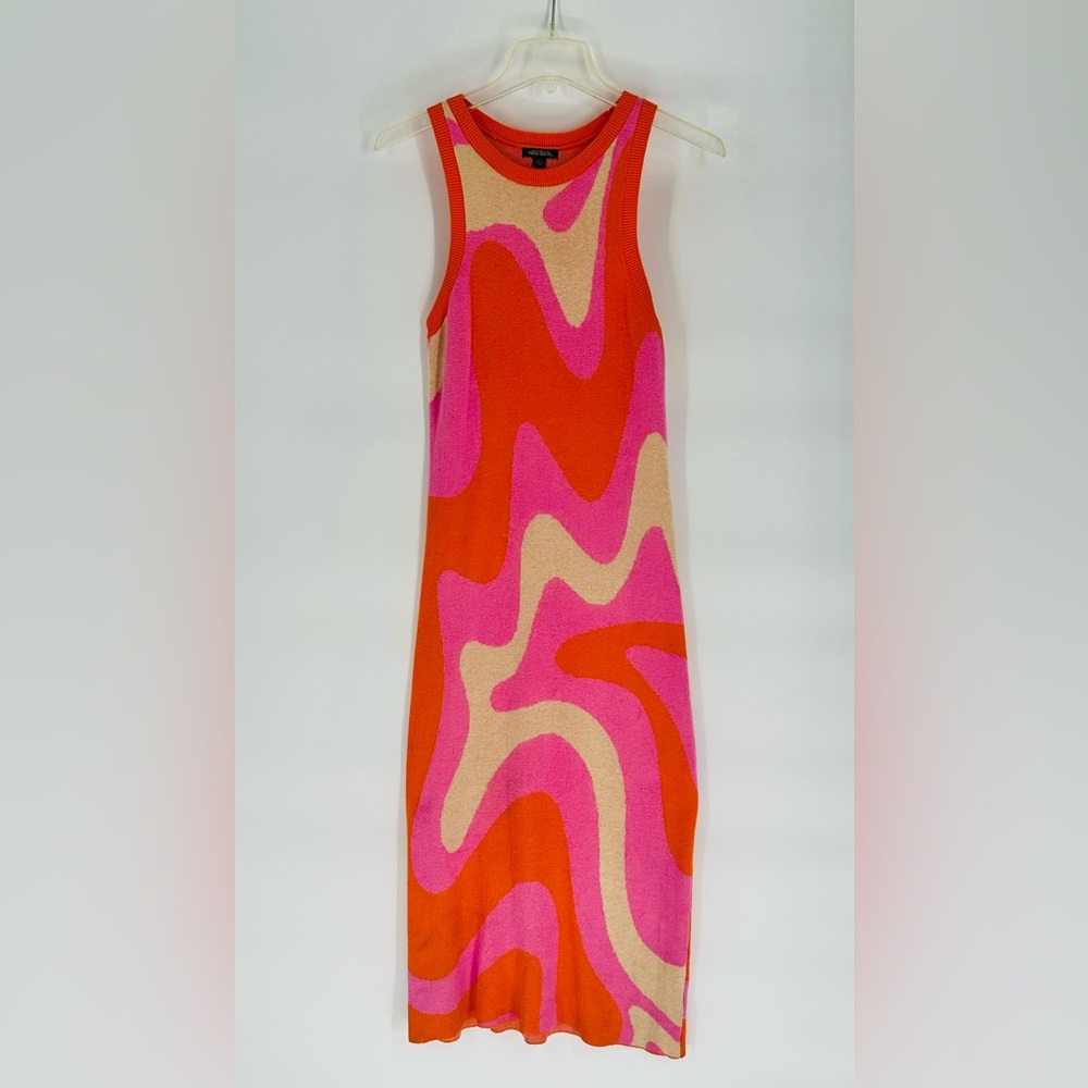 Wild Fable Pink and Orange Wave Sleeveless Jacquard Sweater Dress Sz S